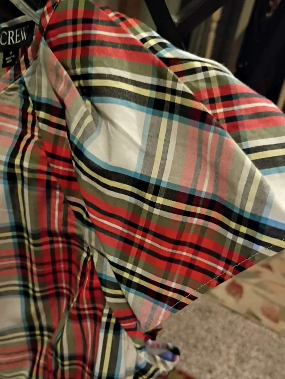 J. Crew Multicolor Plaid Blouse with Flared Hem
